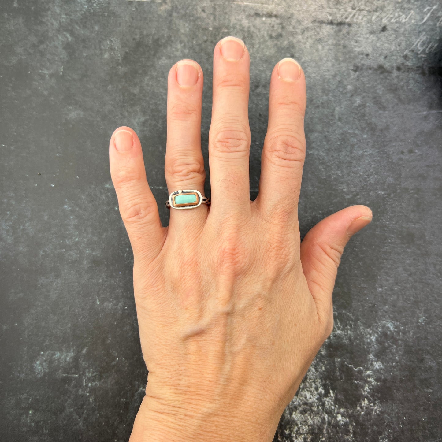 Turquoise Silver Ring sz 6.5