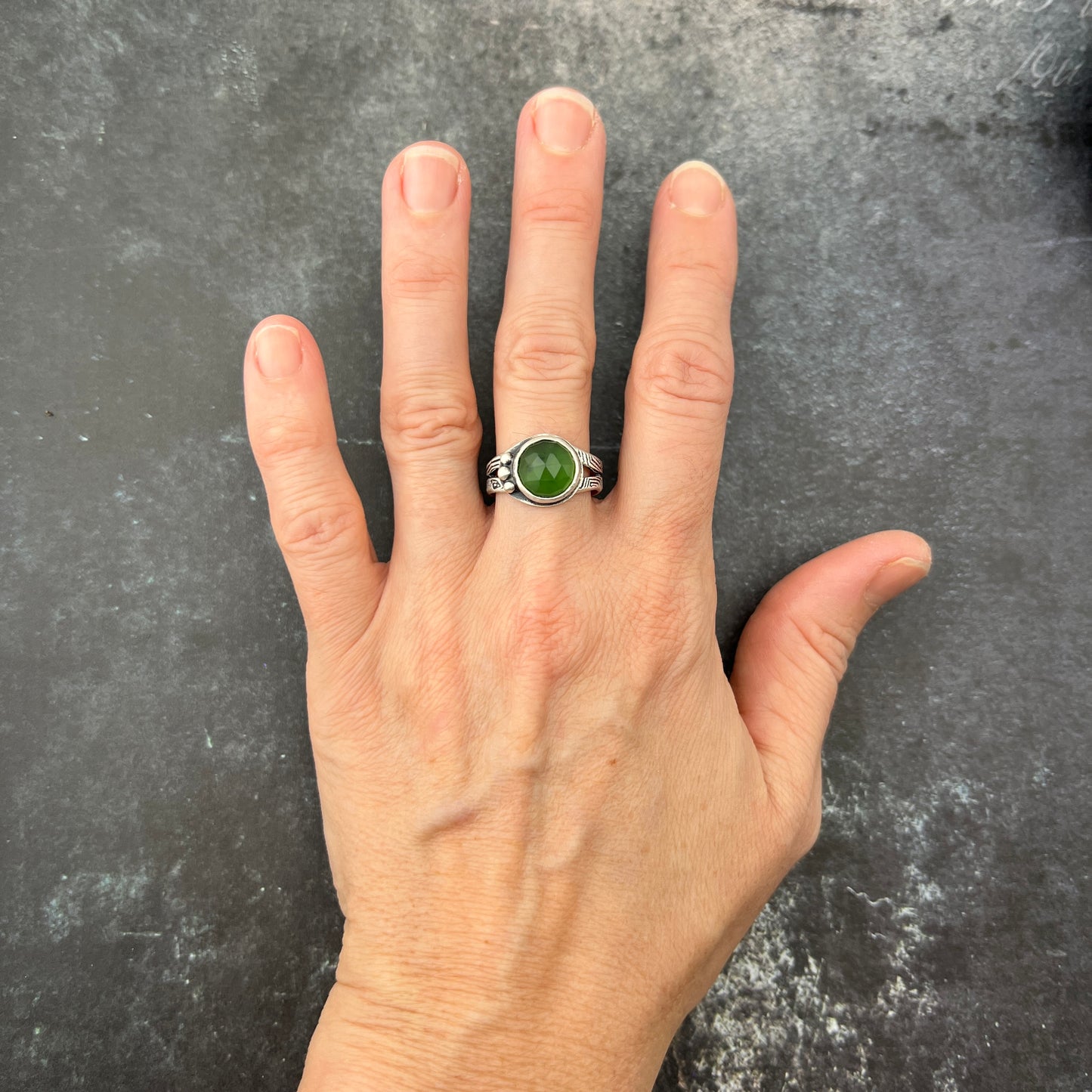 Serpentine Silver Ring sz 8.5