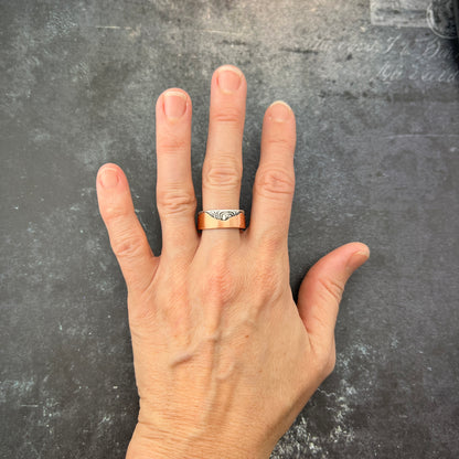 Silver & Copper Mountain Ring sz 9.5