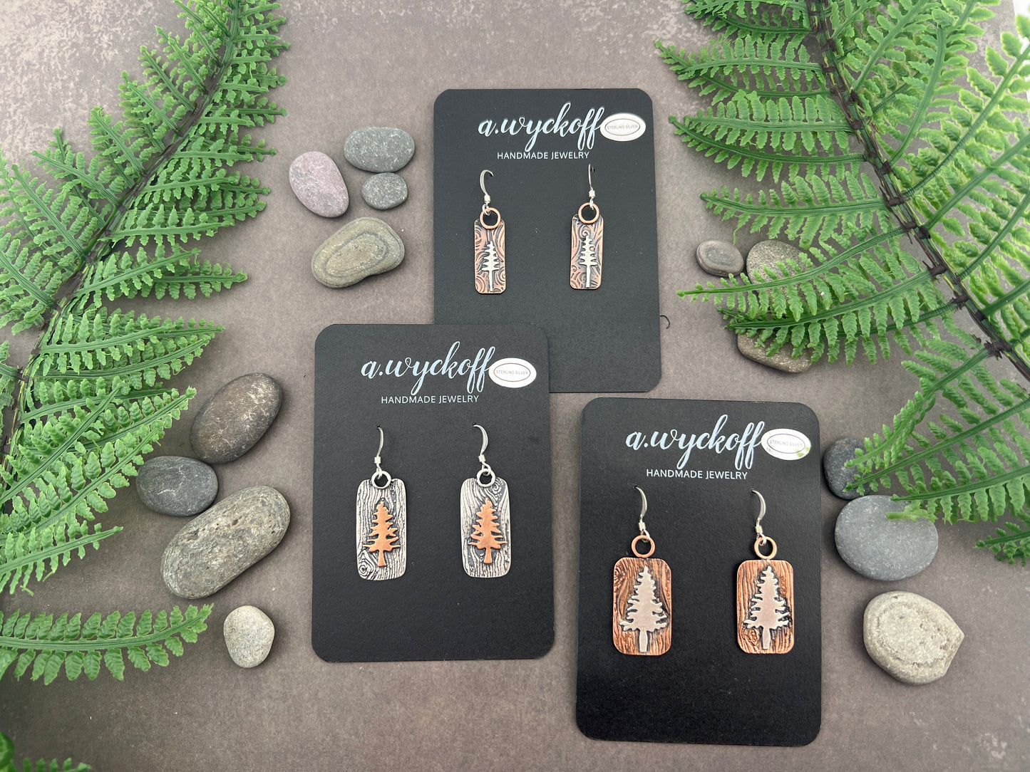 Copper & Silver Tree Earrings