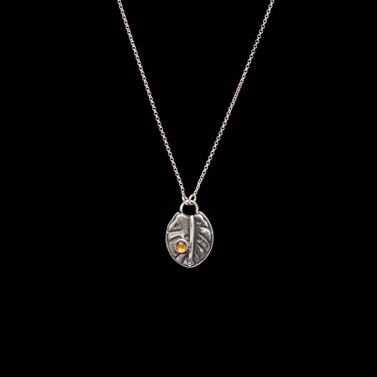 Monstera Citrine Necklace