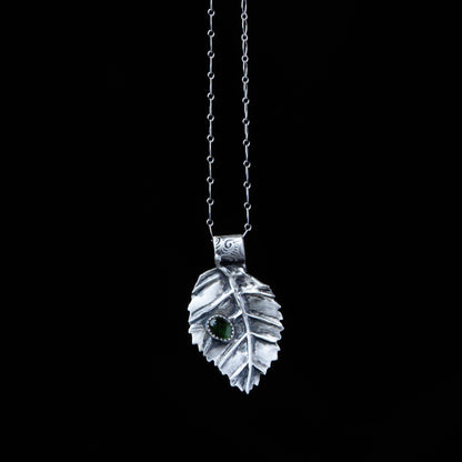 Leaf Necklace with Tourmaline Stone