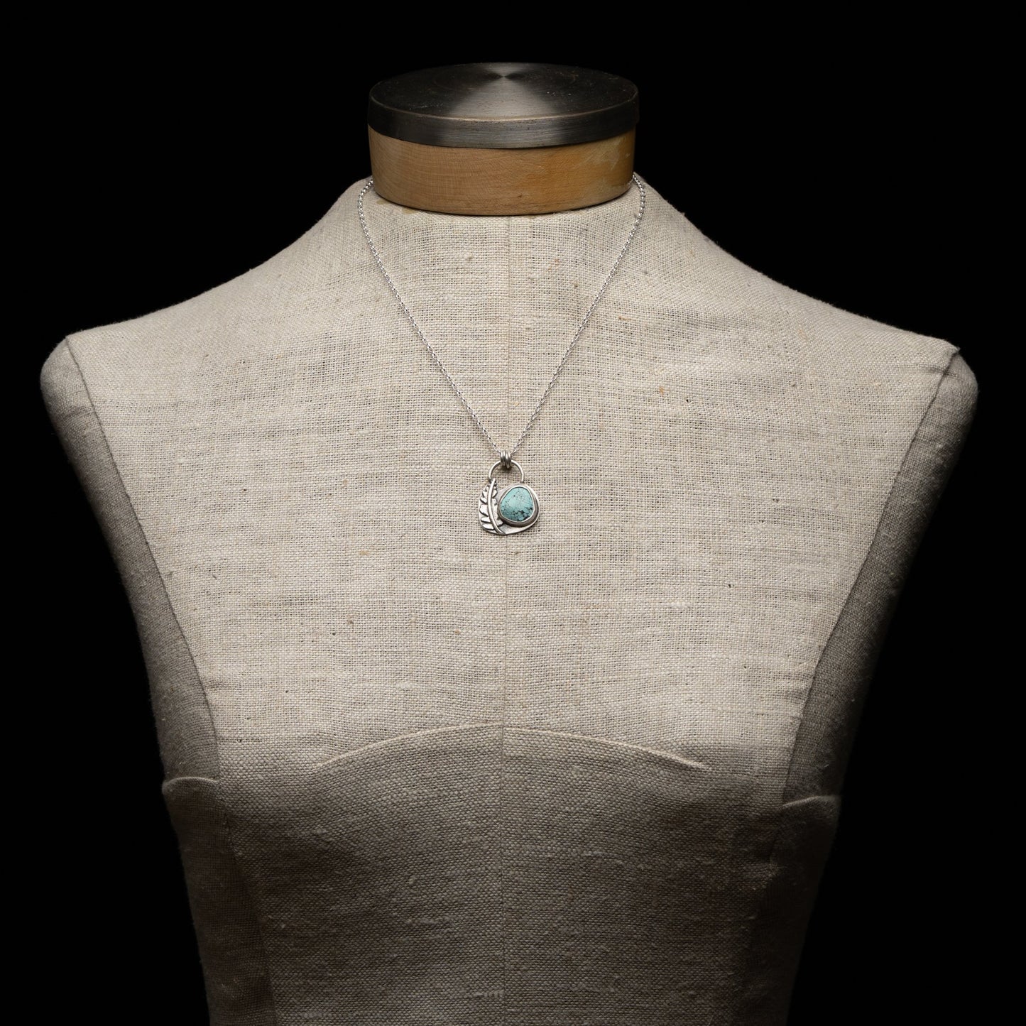 Turquoise Fern Silver Pendant