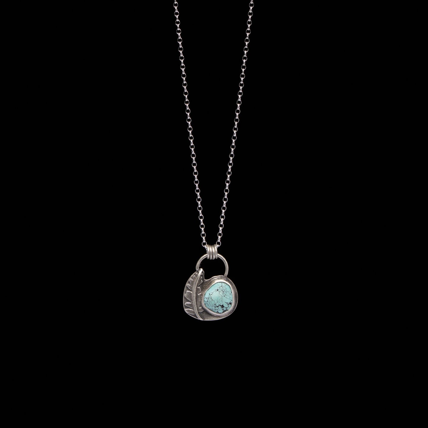 Turquoise Fern Silver Pendant