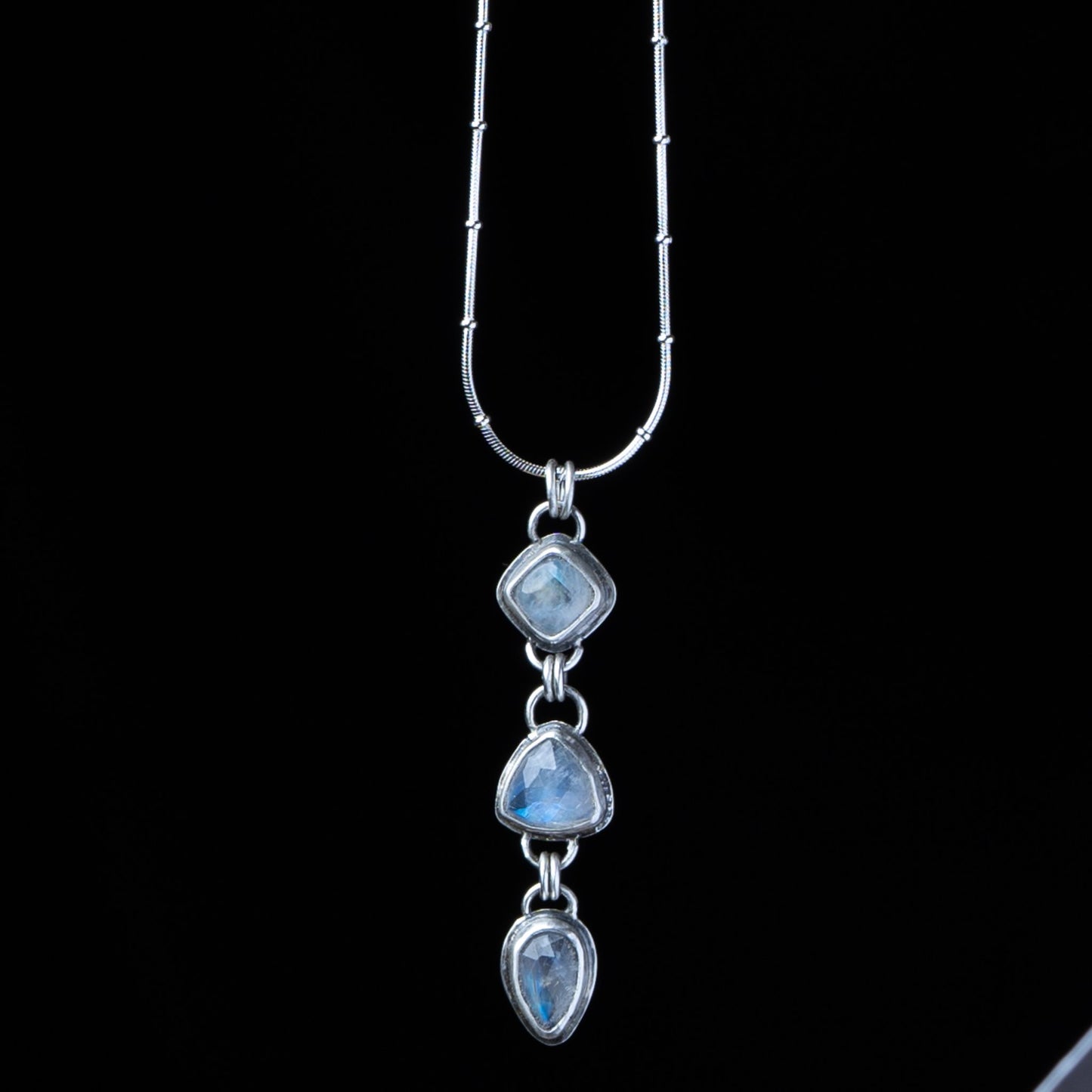 Moonstone Dream Dangle Silver Necklace