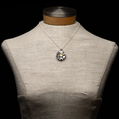 Silver Citrine Sunflower Pendant