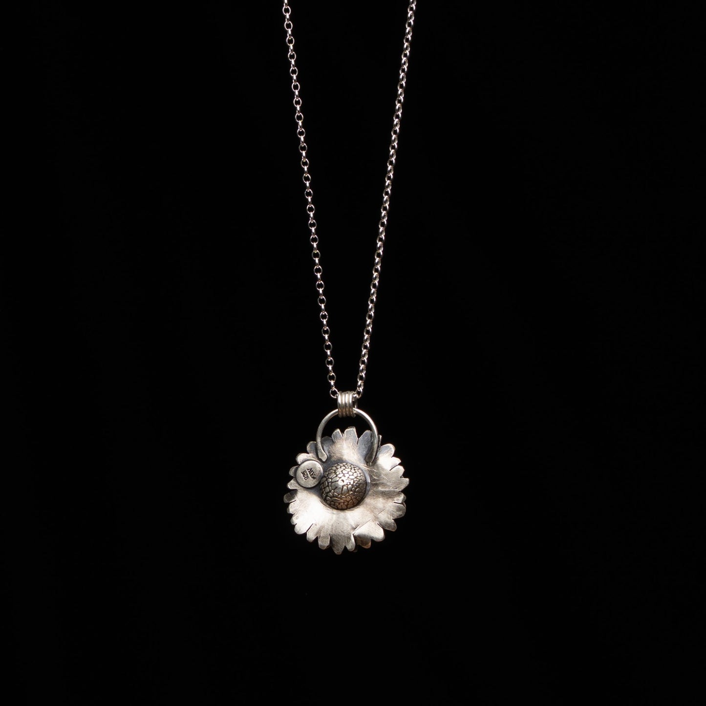 Silver Citrine Sunflower Pendant
