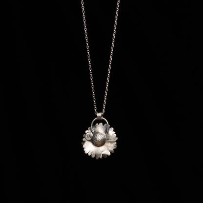 Silver Citrine Sunflower Pendant