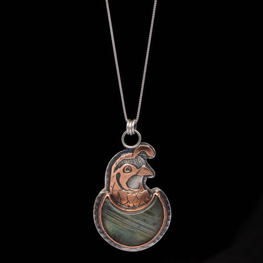 Green Labradorite Quail Necklace