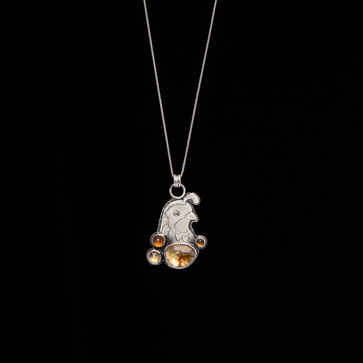 Citrine & Carnelian Quail Necklace