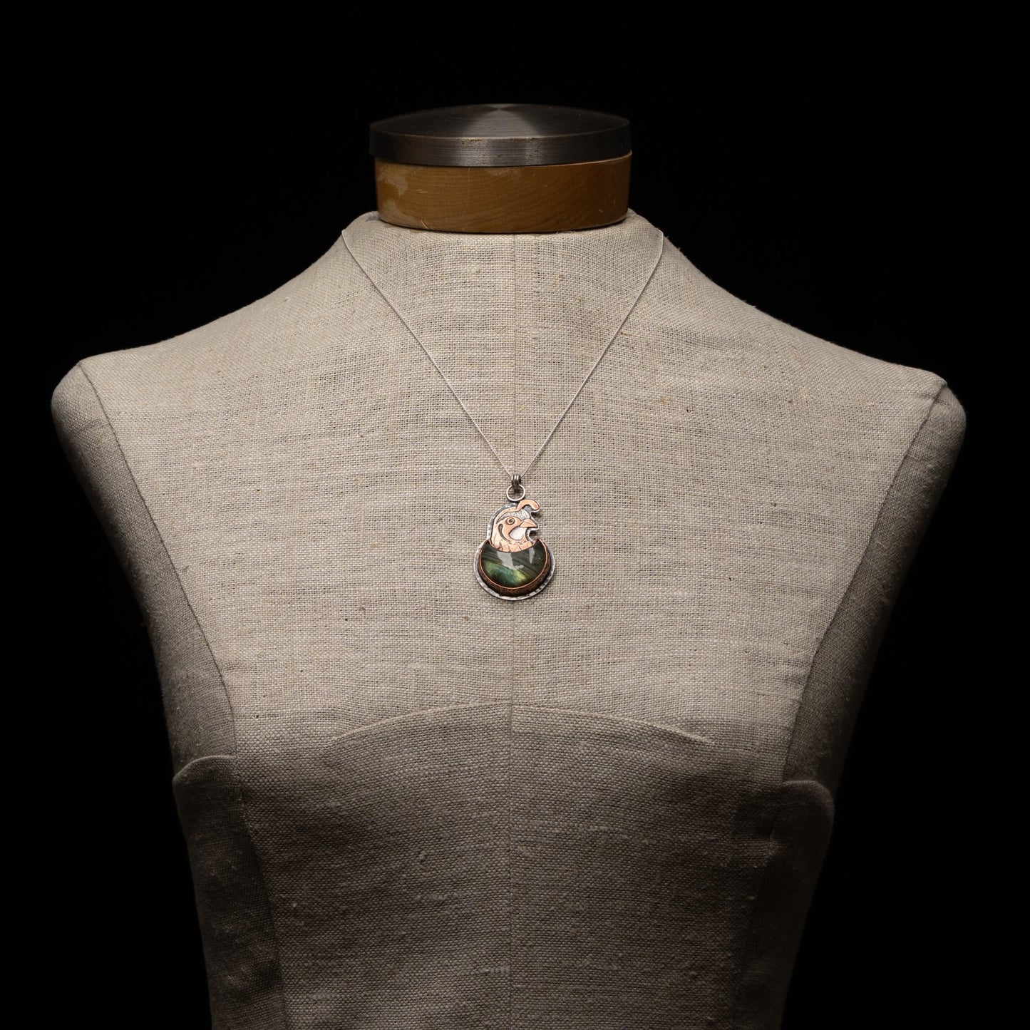 Green Labradorite Quail Necklace
