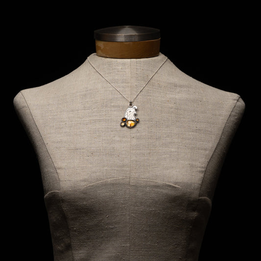 Citrine & Carnelian Quail Necklace