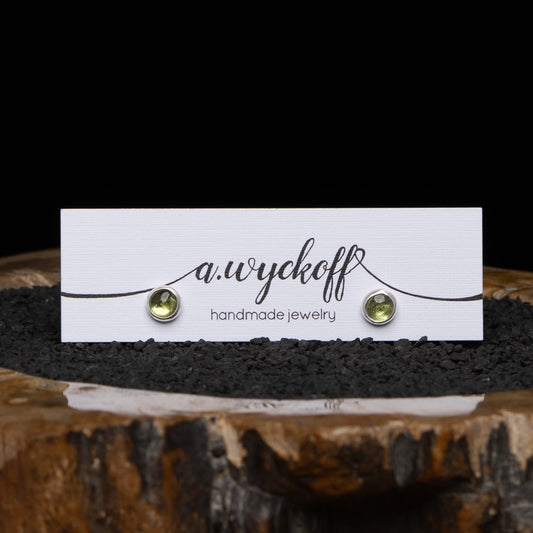 Peridot 6mm Silver Post Earrings