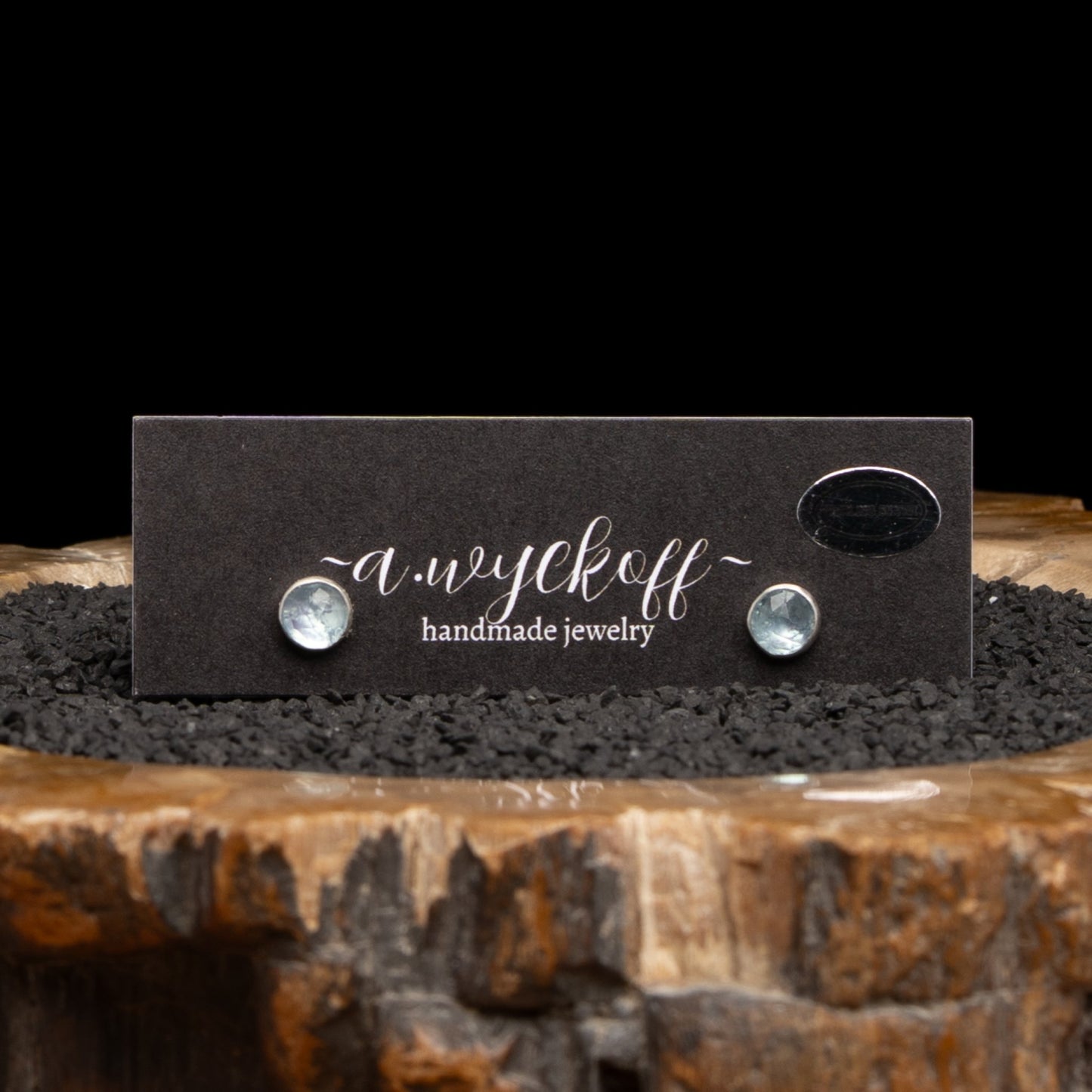 Aquamarine Silver Post Earrings