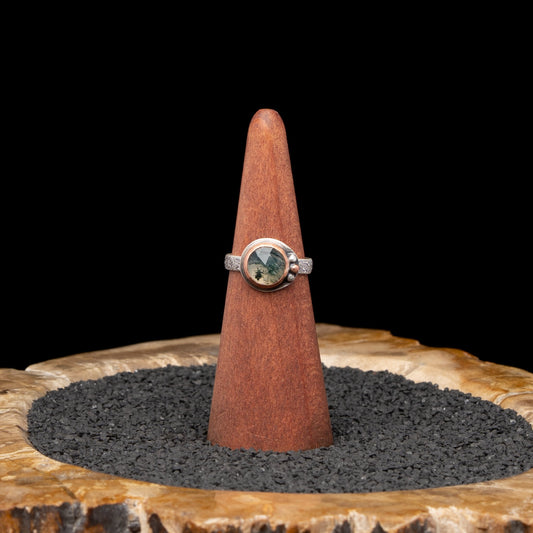 Moss Agate Silver Ring sz 8