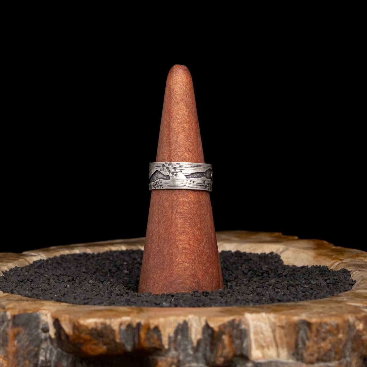 Silver Birch Bark Ring Size 9.5