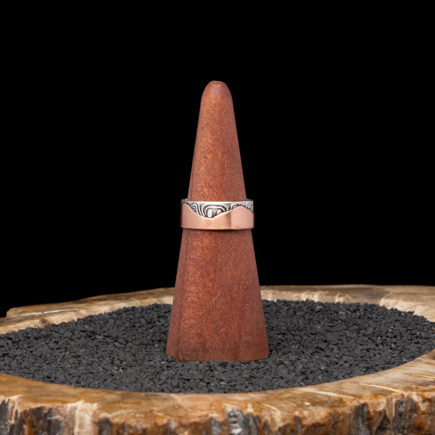 Silver & Copper Mountain Ring sz 9.5