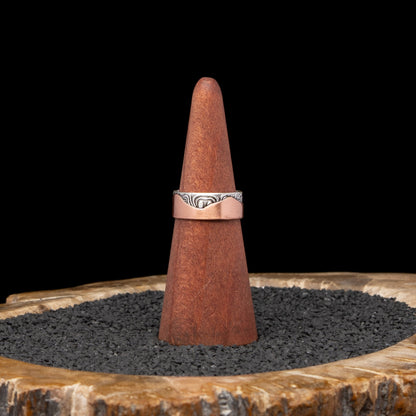 Silver & Copper Mountain Ring sz 9.5