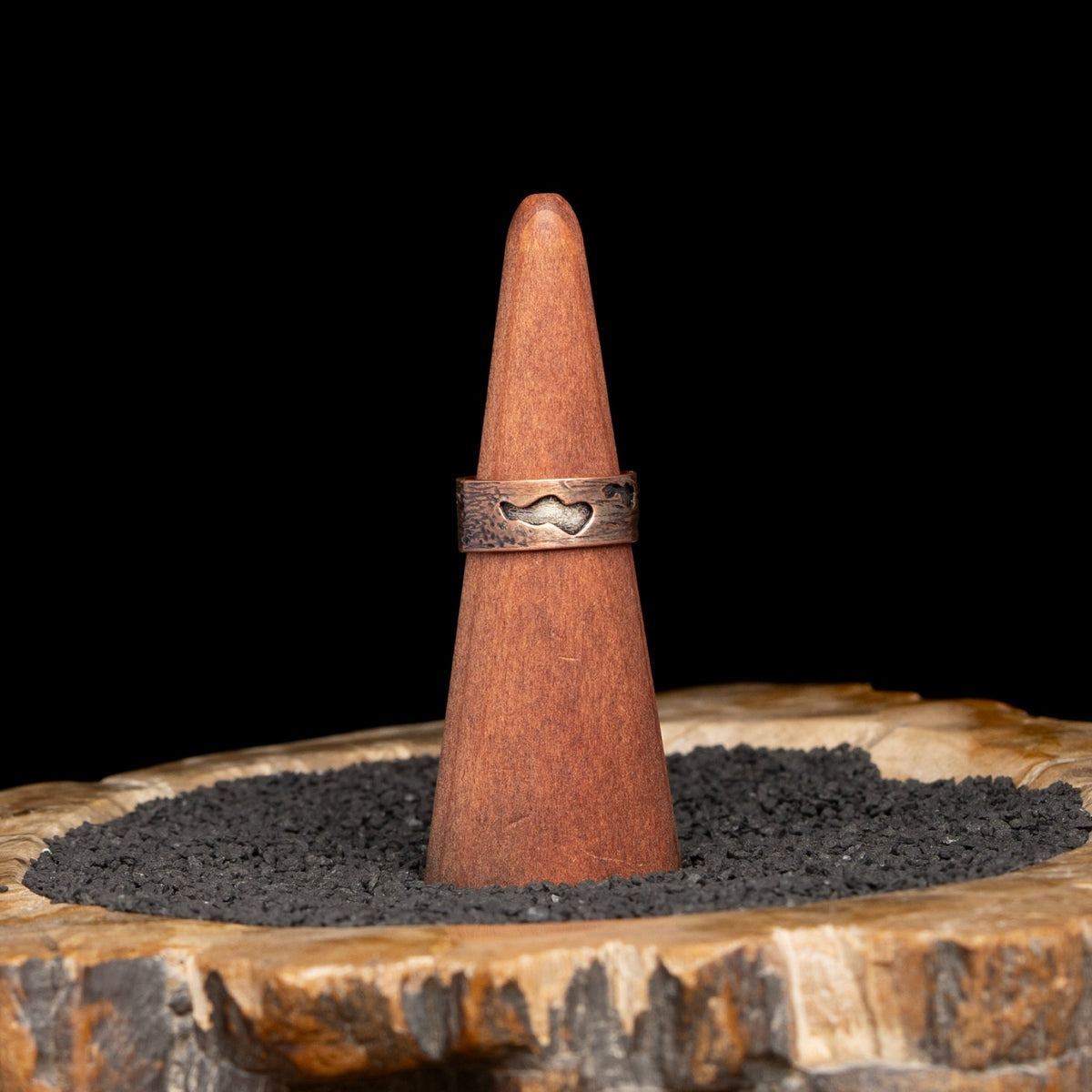 Copper Birch Bark Ring Size 8.5