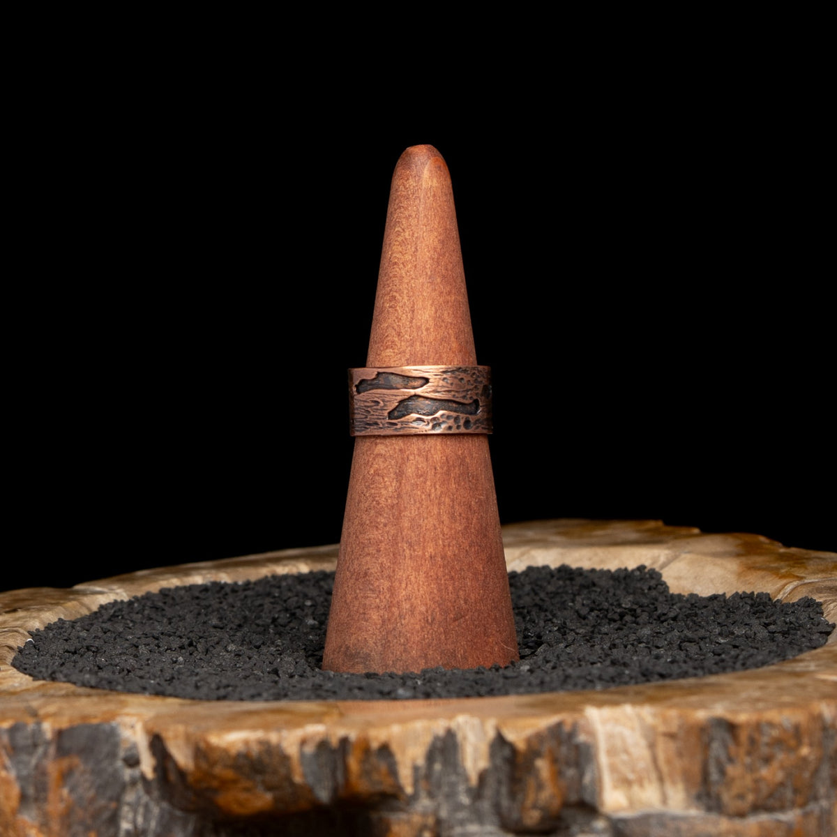 Copper Birch Bark Ring Size 9.5