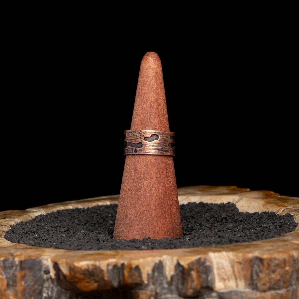 Copper Birch Bark Ring Size 9.5