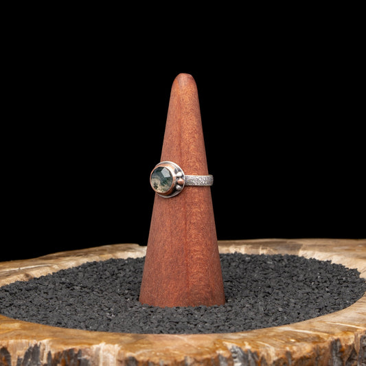 Moss Agate Silver Ring sz 8