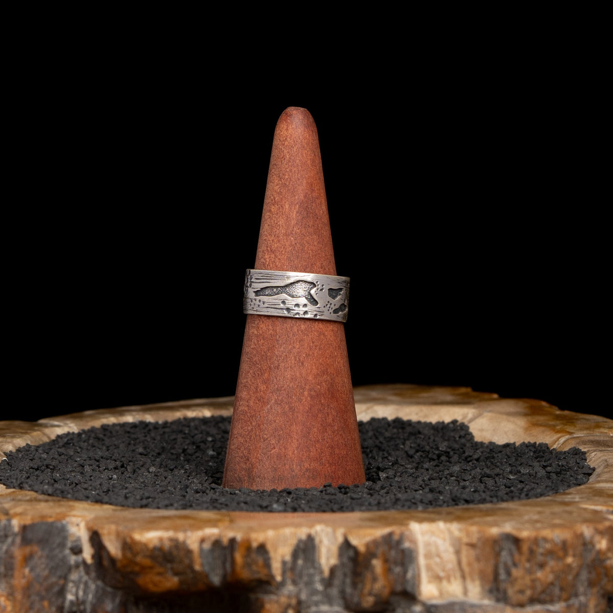 Silver Birch Bark Ring Size 9.5