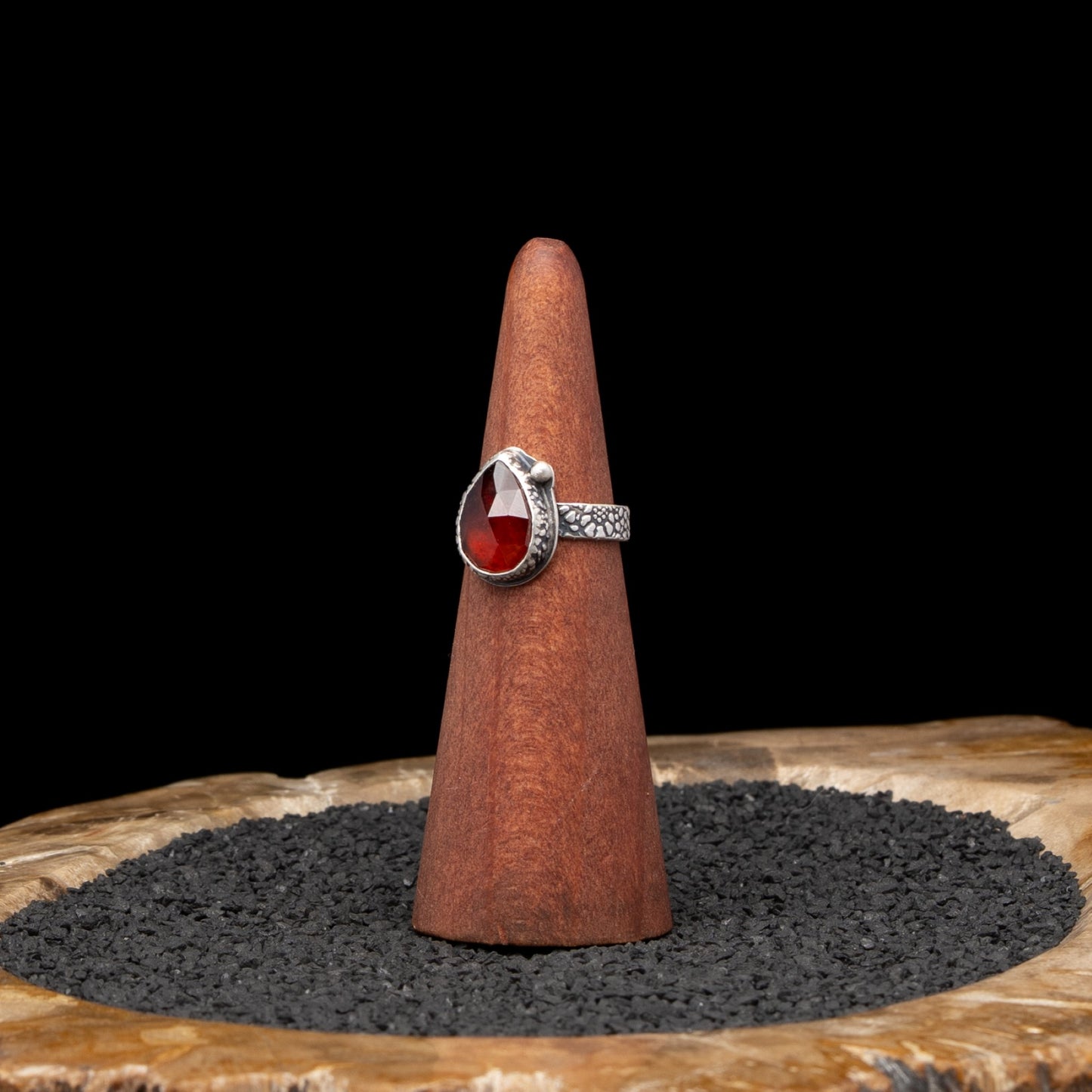 Garnet Silver Ring sz 7