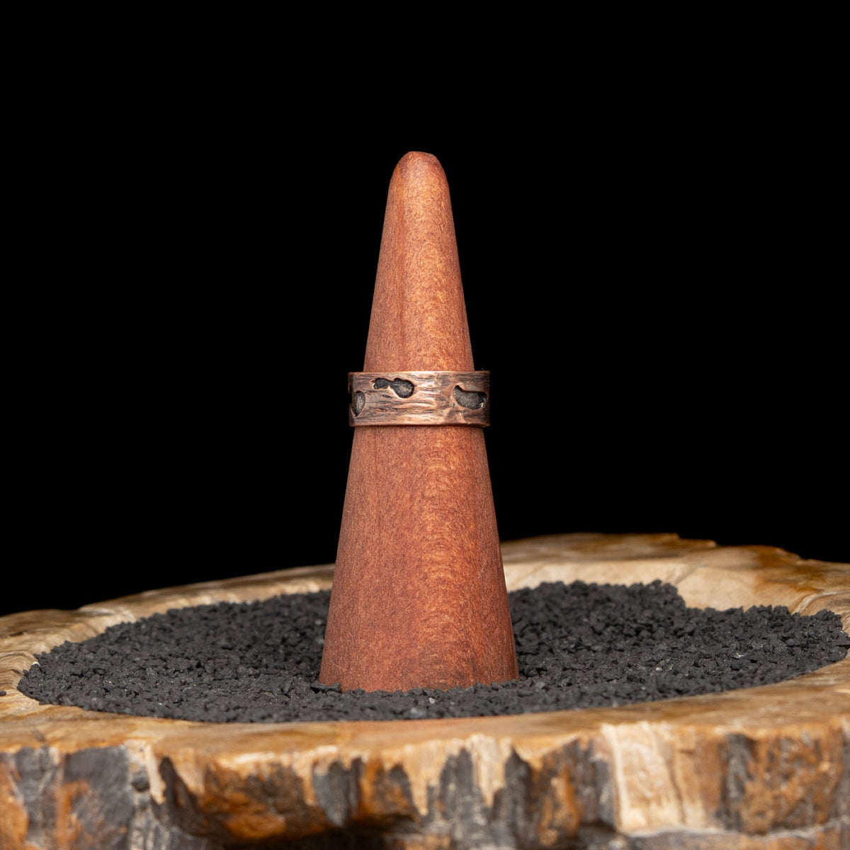 Copper Birch Bark Ring Size 8.5