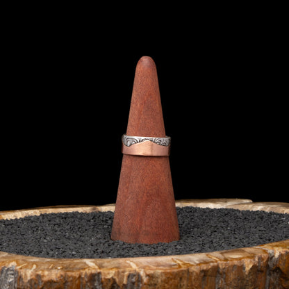 Silver & Copper Mountain Ring sz 9.5