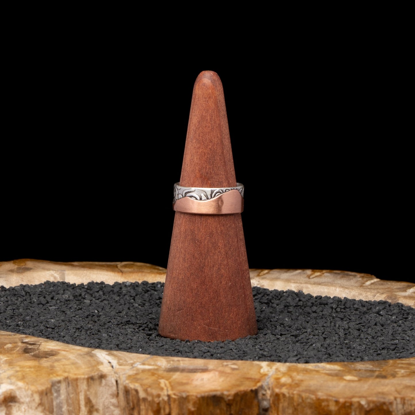 Silver & Copper Mountain Ring sz 9.5