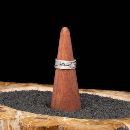 Birch Bark Silver Ring sz 8