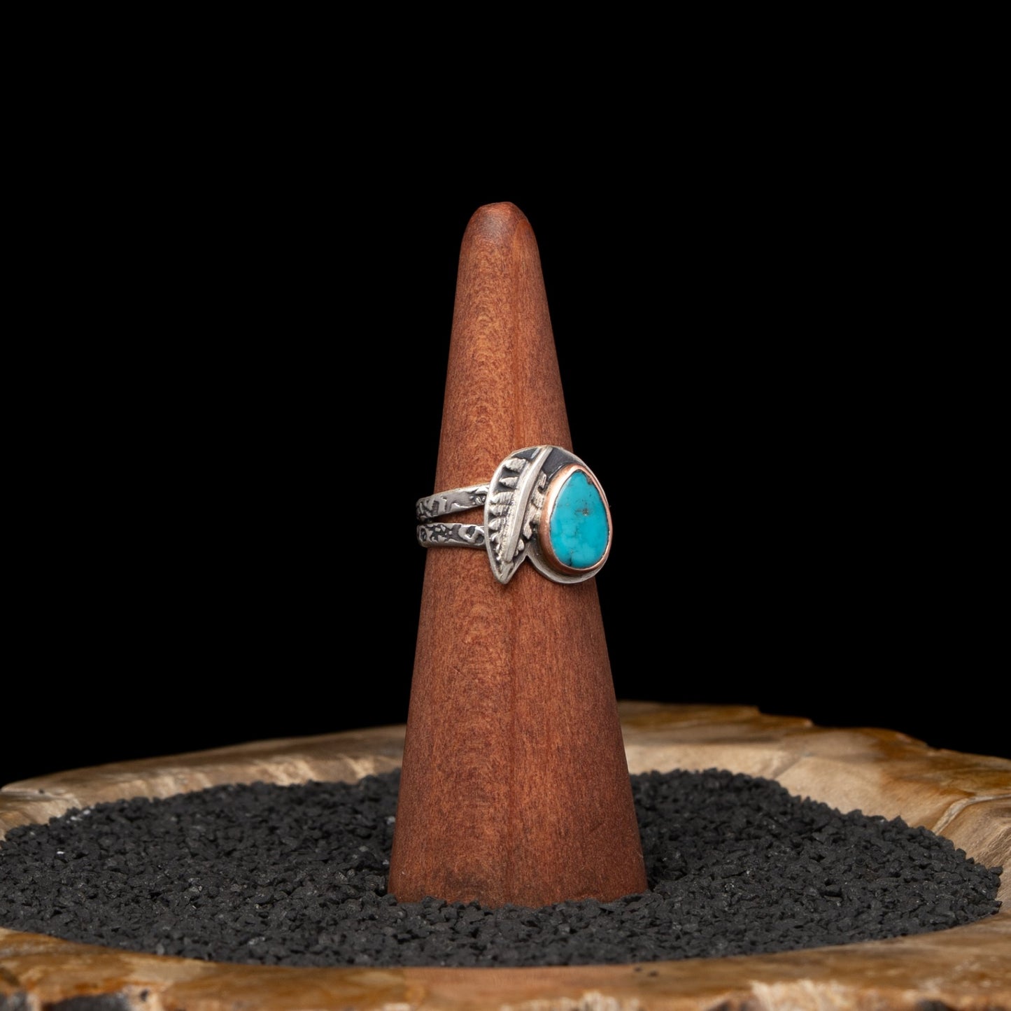 Turquoise Silver Fern Ring sz 8.5