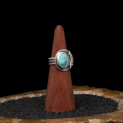 Turquoise Fern Ring sz 7.5