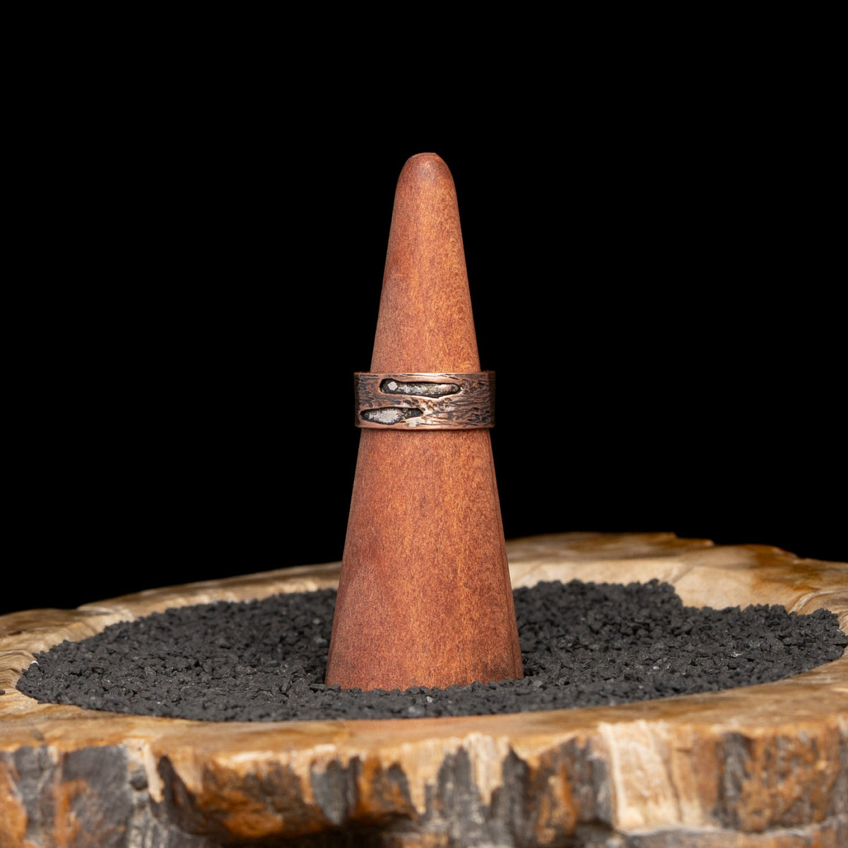 Copper Birch Bark Ring Size 8.5
