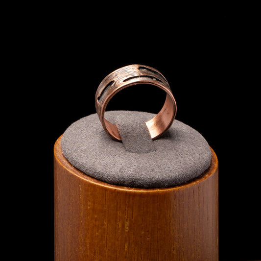Copper Birch Bark Ring Size 8.5