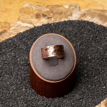 Copper Birch Bark Ring Size 9.5