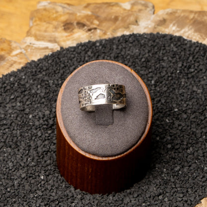 Silver Birch Bark Ring Size 9.5