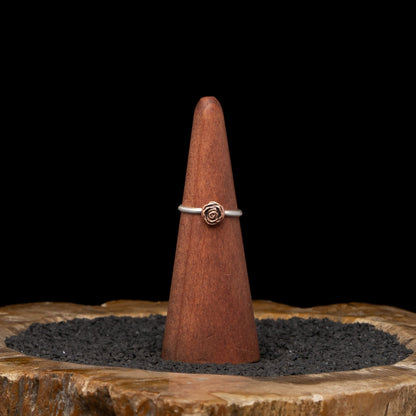 Copper and Silver Rose Ring sz 7