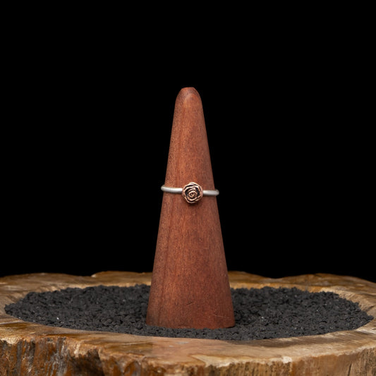 Copper and Silver Rose Ring sz 7