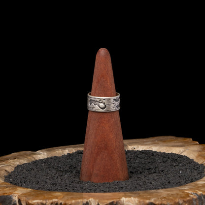 Labradorite Birch Bark Silver Ring sz 7 & 1/4