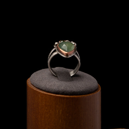 Serpentine & Peridot Silver Ring sz 6.5