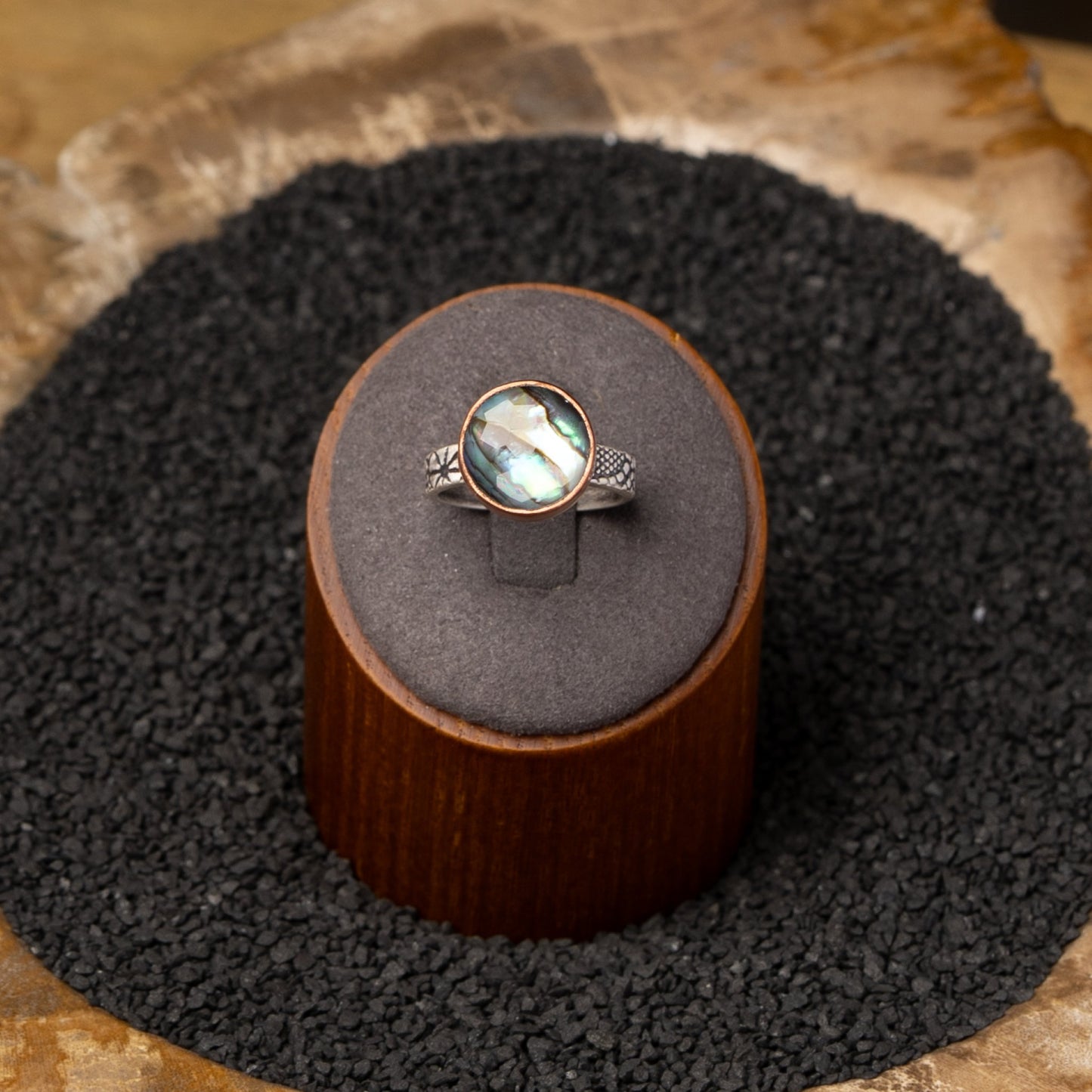 Abalone Silver Ring sz 7.5
